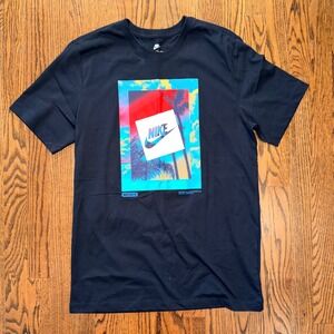 Nike The Nike Tee Graphic T-Shirt Tropical Palm Tree Print Medium Black